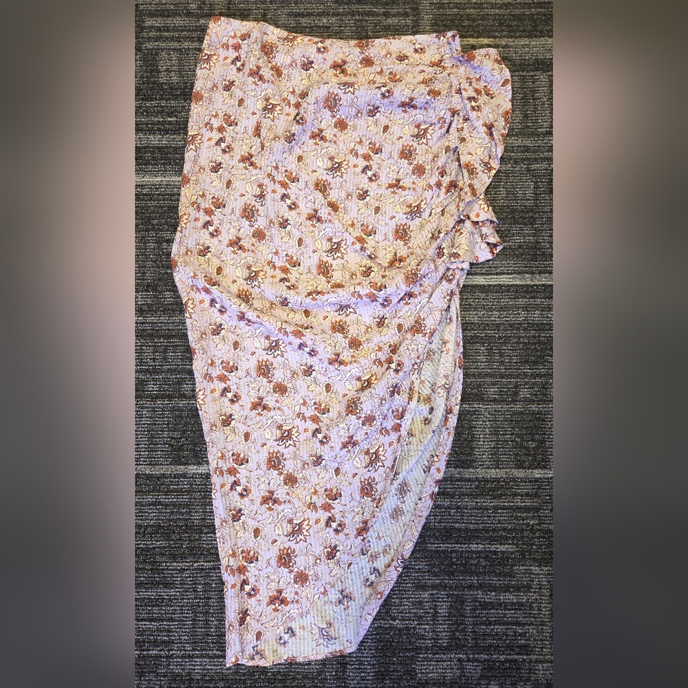 Veronica Beard Pink Floral Midi Skirt